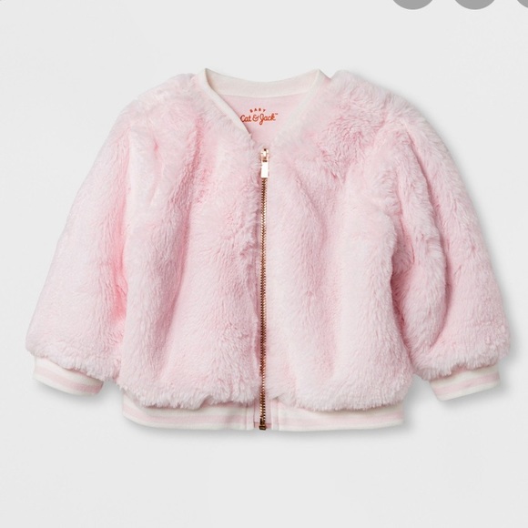 Faux fur jacket- pink, girls, 6-9m - Picture 1 of 2